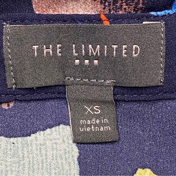 The Limited Ginkgo Leaf Print Blouse Women XS Blue Yellow Orange Floral Office - Picture 4 of 8